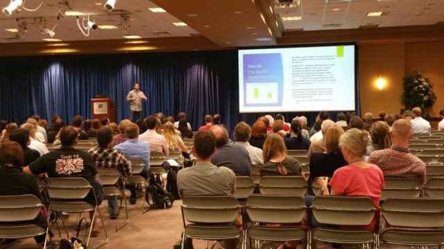 Jeremy presenting research on religion and conflict at the Human Behavior & Evolution Society Conference 2017